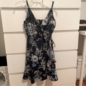 SPEECHLESS Selina Faux Wrap Dress Navy - Size S